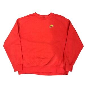 Nike Mens Crewneck Sweatshirt Red XL Graphic Logo Pullover Fleece Sportswear